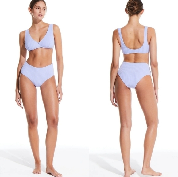 New Solid & Striped The Beverly Top & The Cora Bottom Solid Rib Wisteria Small - Picture 1 of 10